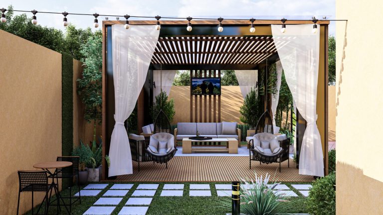 aménager un coin lecture sous pergola