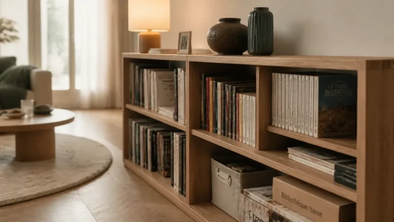 Bibliothèque basse en bois clair : ouverte, fermée ou combinée