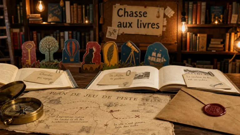 Chasses aux livres : jeu de piste et livres ouverts en bibliothèque