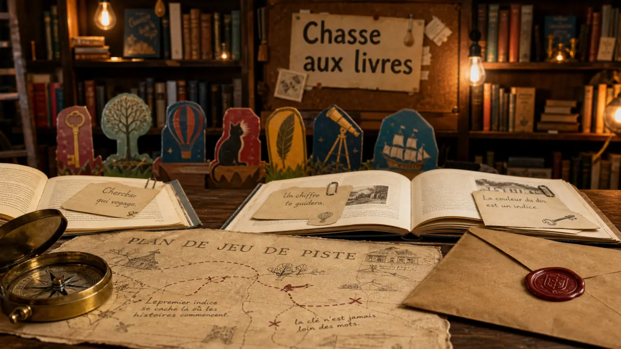 Chasses aux livres : jeu de piste et livres ouverts en bibliothèque