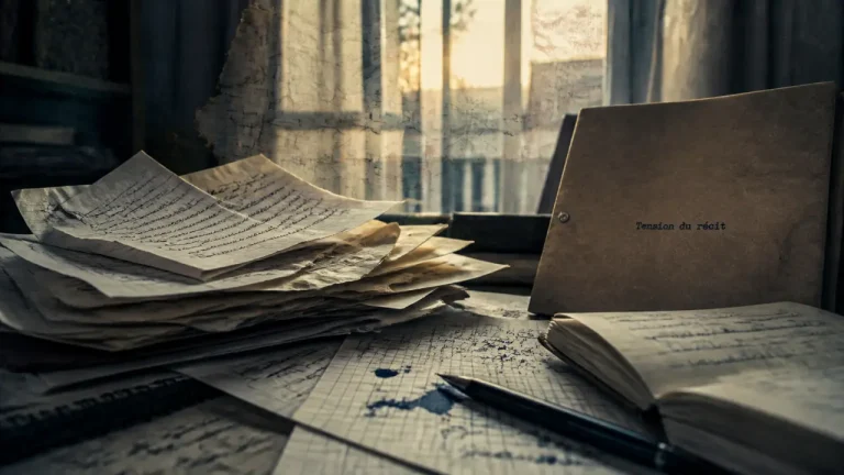 Écrire un roman, tension du récit : pages manuscrites et plan