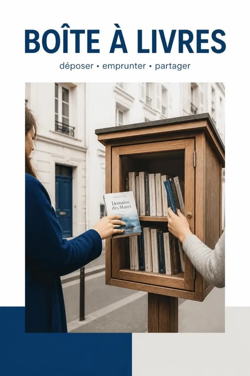Boite à livres en bois dans une rue de quartier