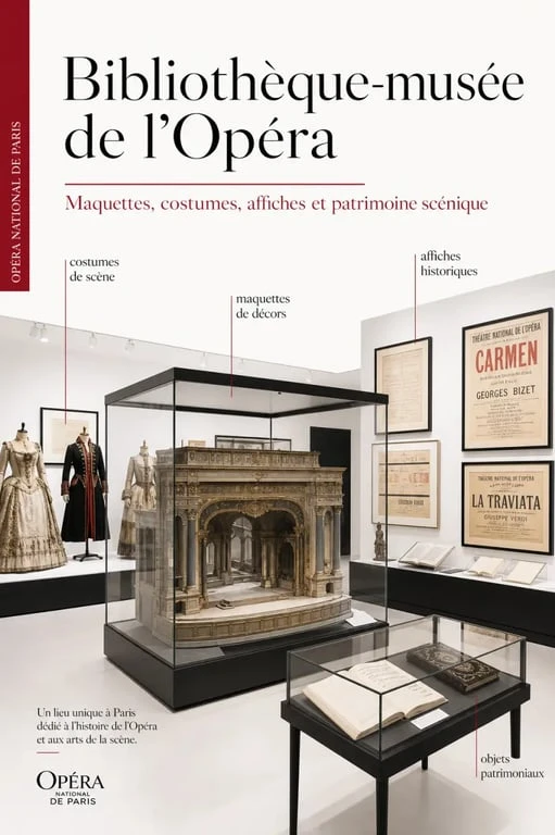 bibliothèque musée de l’opéra avec maquettes, costumes et objets de collection