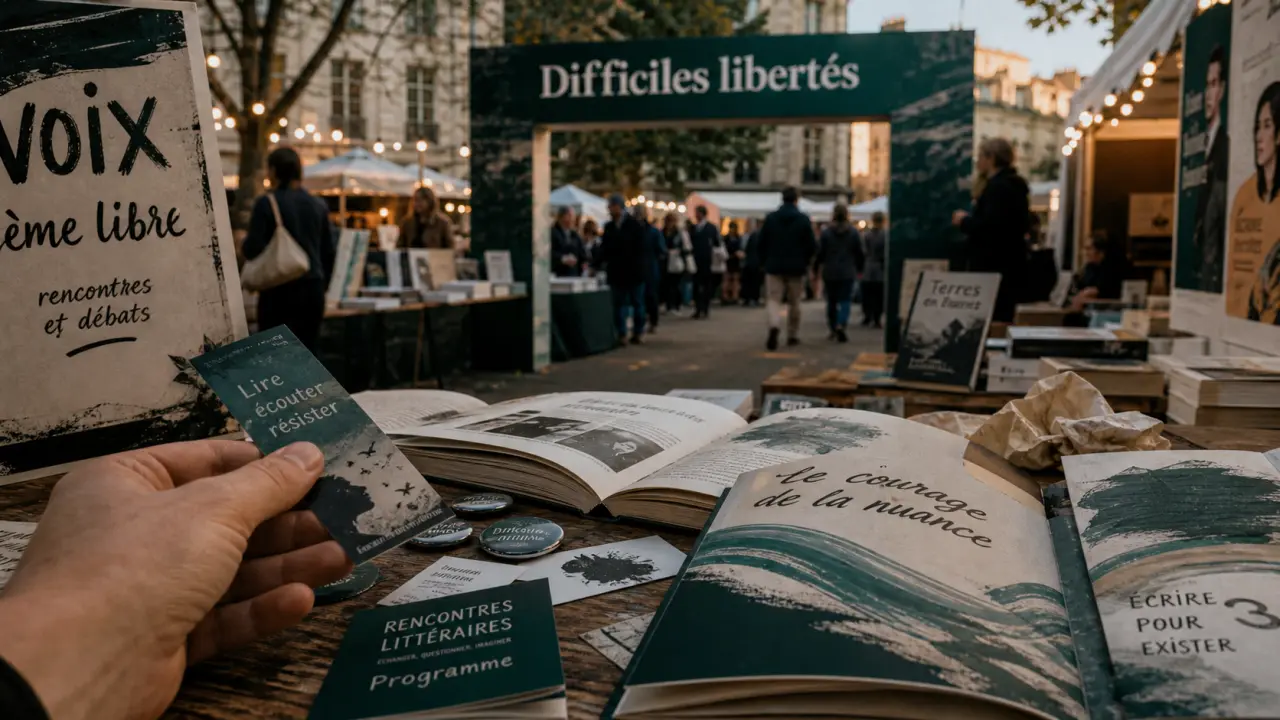 festival passeur de livres alès : table de livres ouverts et libertés