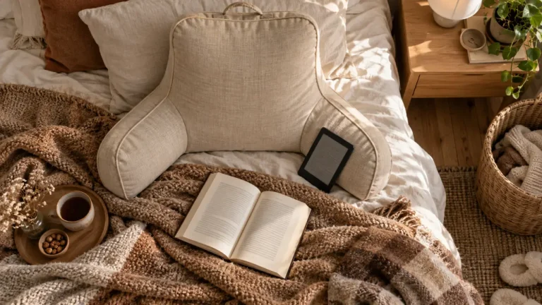 Coussins de lecture avec maintien pour lit ou canapé, dossier structuré beige
