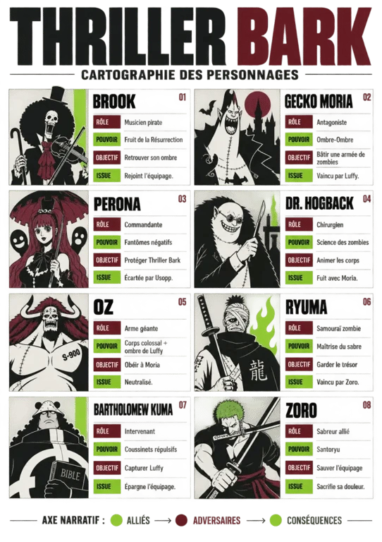 Personnages principaux de Thriller Bark et leurs rôles dans l’arc