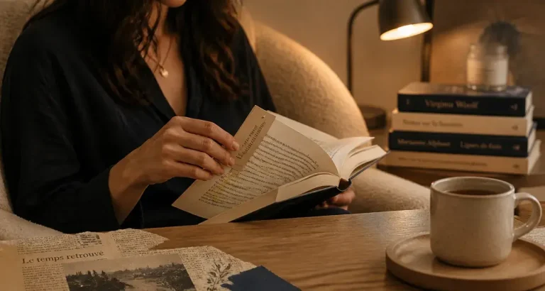 Lecture quotidienne : femme lisant un livre au calme