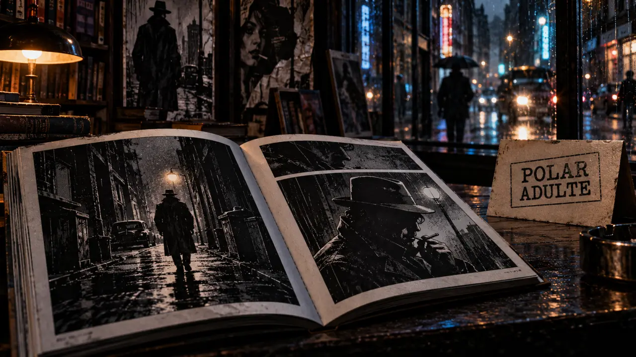bd adulte polar au comptoir, ambiance sombre nocturne