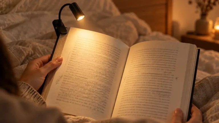 gritin lampe de lecture à pince sur livre, éclairage chaud